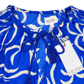 Hush Blue Abstract Palm Balloon Blouse