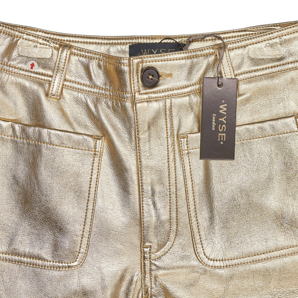 Wyse Gold Jules Faux Leather Trousers