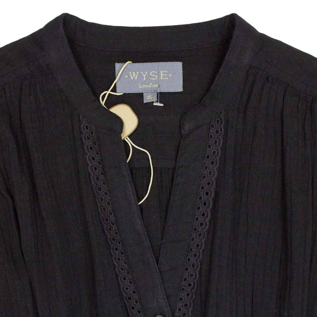 WYSE Black Button-Up Midi Dress