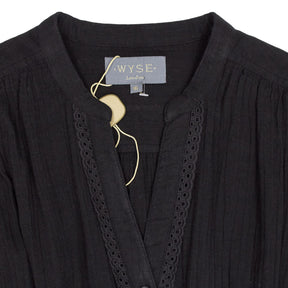 WYSE Black Button-Up Midi Dress