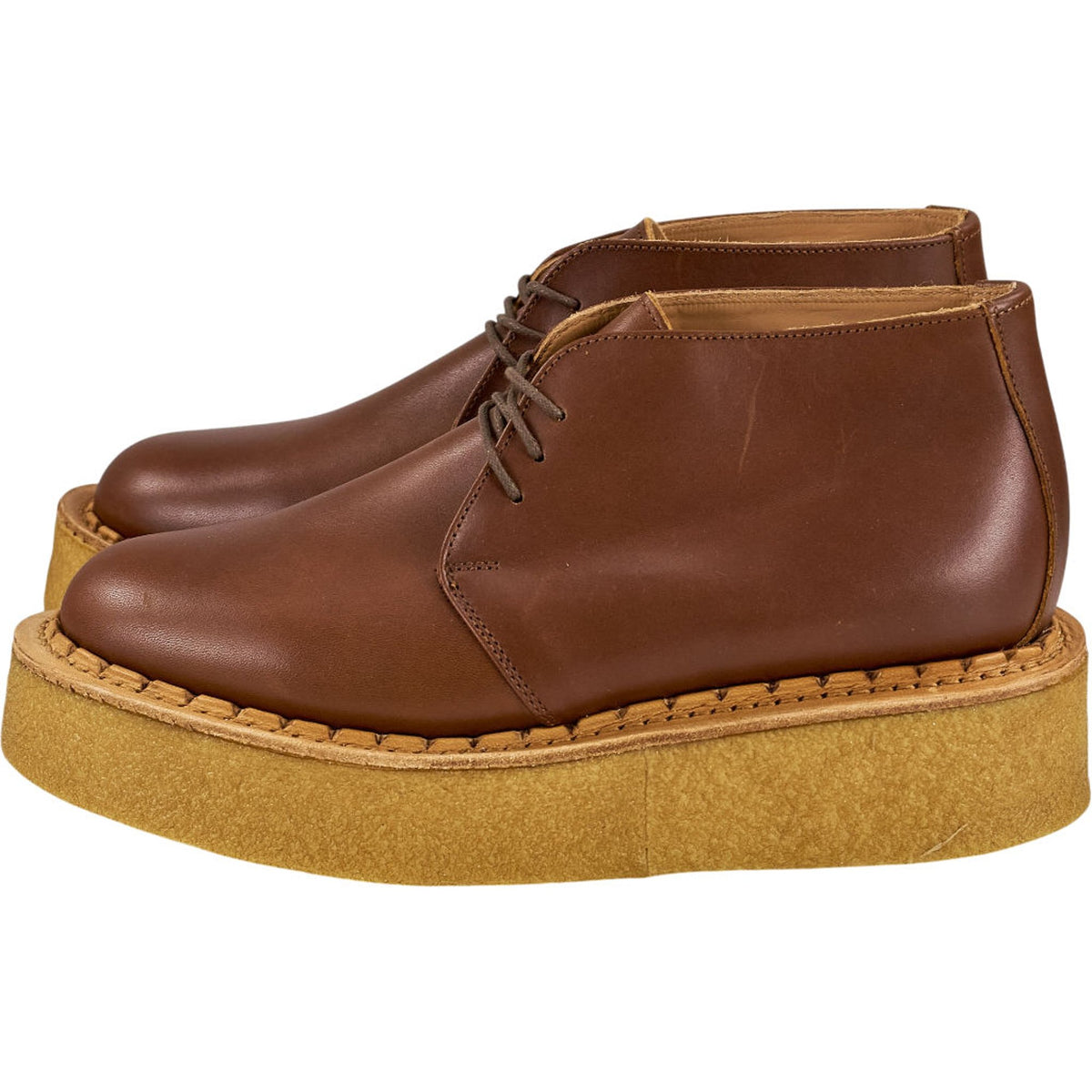 YMC Brown Leather Platform Shoes