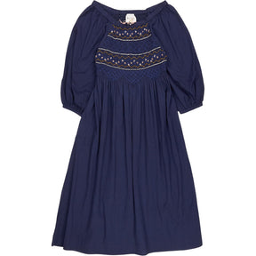 Bonte Navy Midnight Blue Luna Embroidered Dress