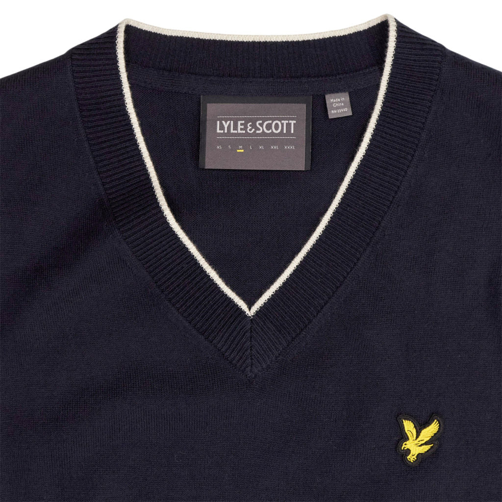 Lyle & Scott Navy V Neck Knit Vest