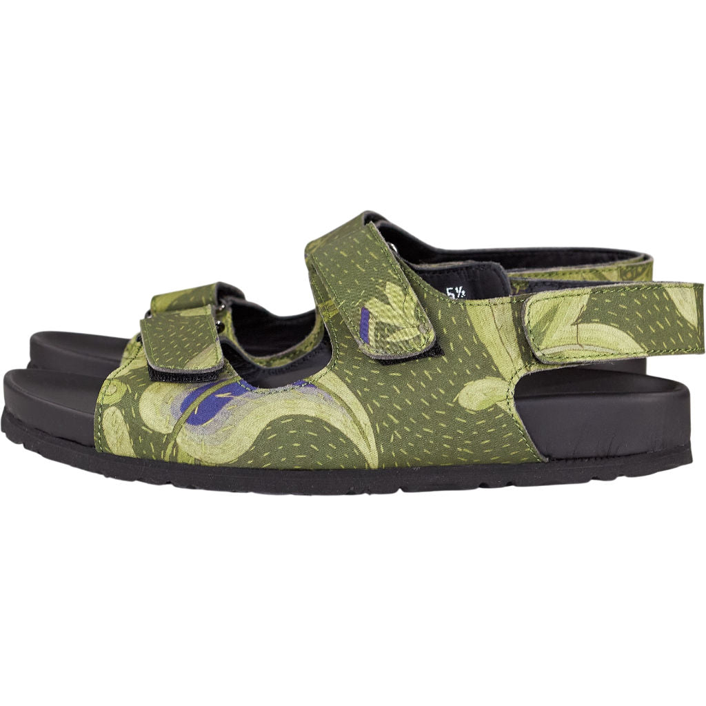 By Walid Green Felix Sandals Raw Silk