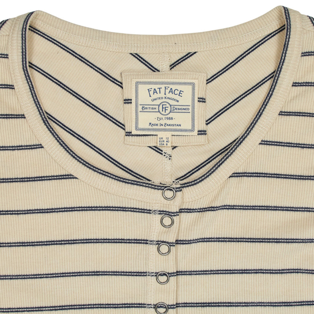 Fat Face Beige Striped Long Sleeve Top