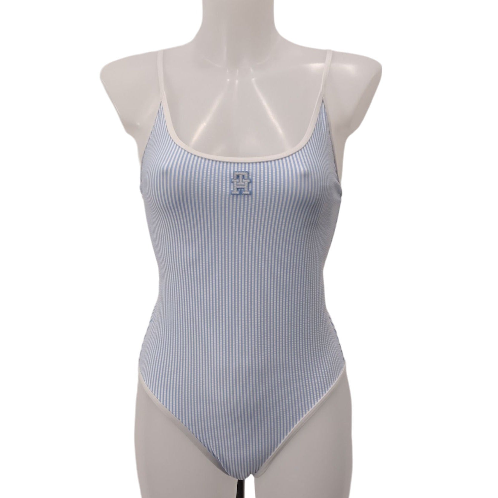 Tommy Hilfiger Blue Stripe Swimsuit with Logo Detail