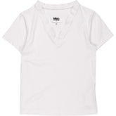 MM6 Maison Margiela White V-Neck T-Shirt