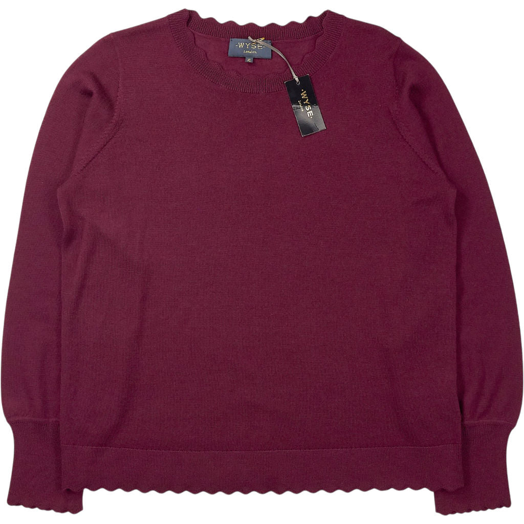 Wyse Plum Fleurine Scallop Jumper