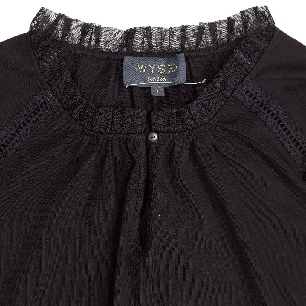 WYSE Black Laney Jersey Mix Top