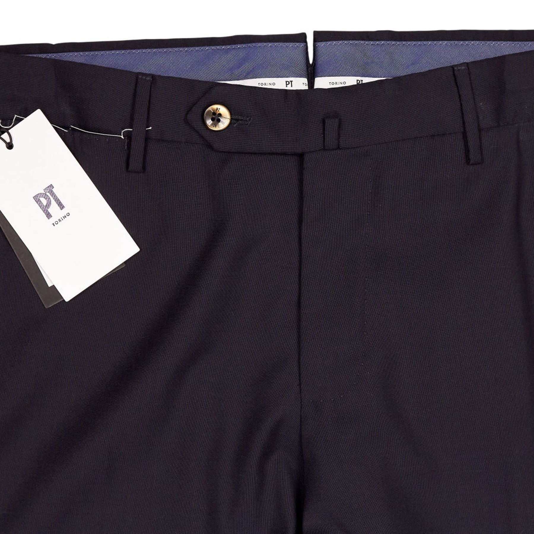 PT Torino Navy Wool Slim Trousers
