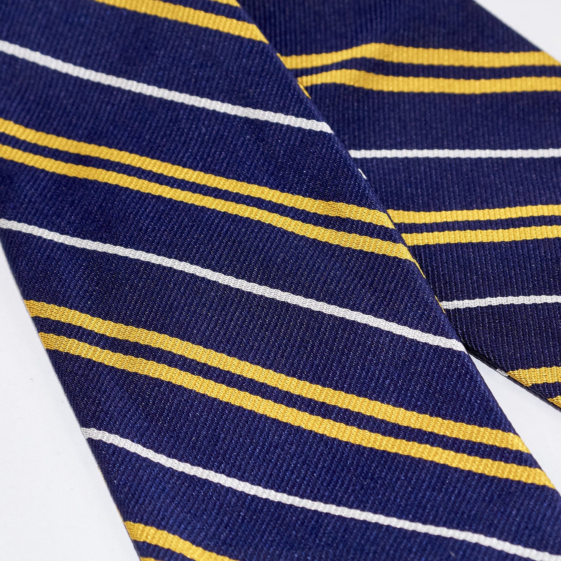 Drake's Navy Yellow Striped Silk Bow Tie