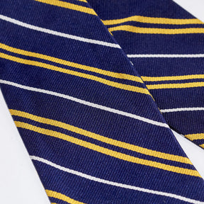 Drake's Navy Yellow Striped Silk Bow Tie