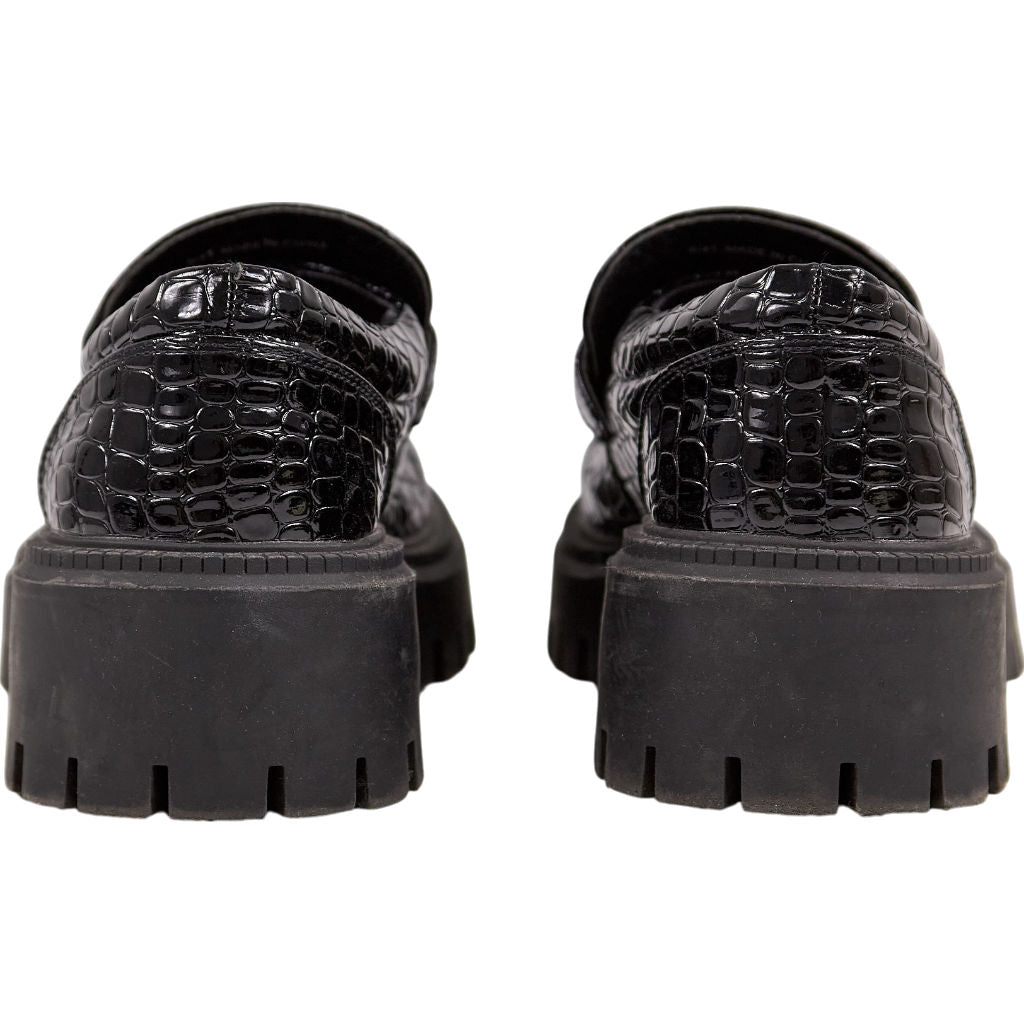 Topshop Black Croc-Embossed Loafers