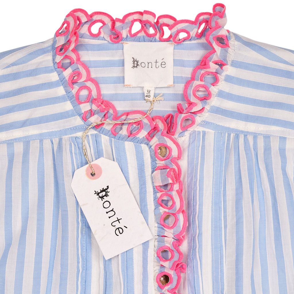 Bonté Blue White Striped Neon Etienne Shirt
