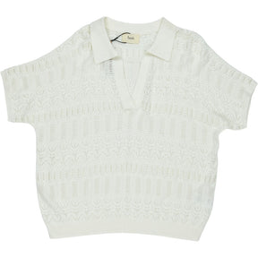 Hush Ecru Ziva Collar Knit Top