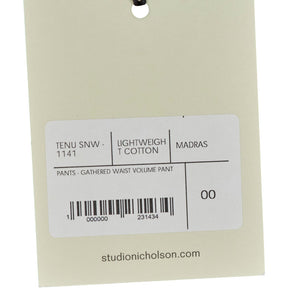 Studio Nicholson Madras Gathered Waist Pants