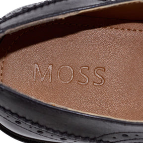 Moss Black Chunky Brogue Shoes