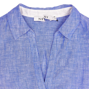 NRBY Blue Linen Shirt Dress