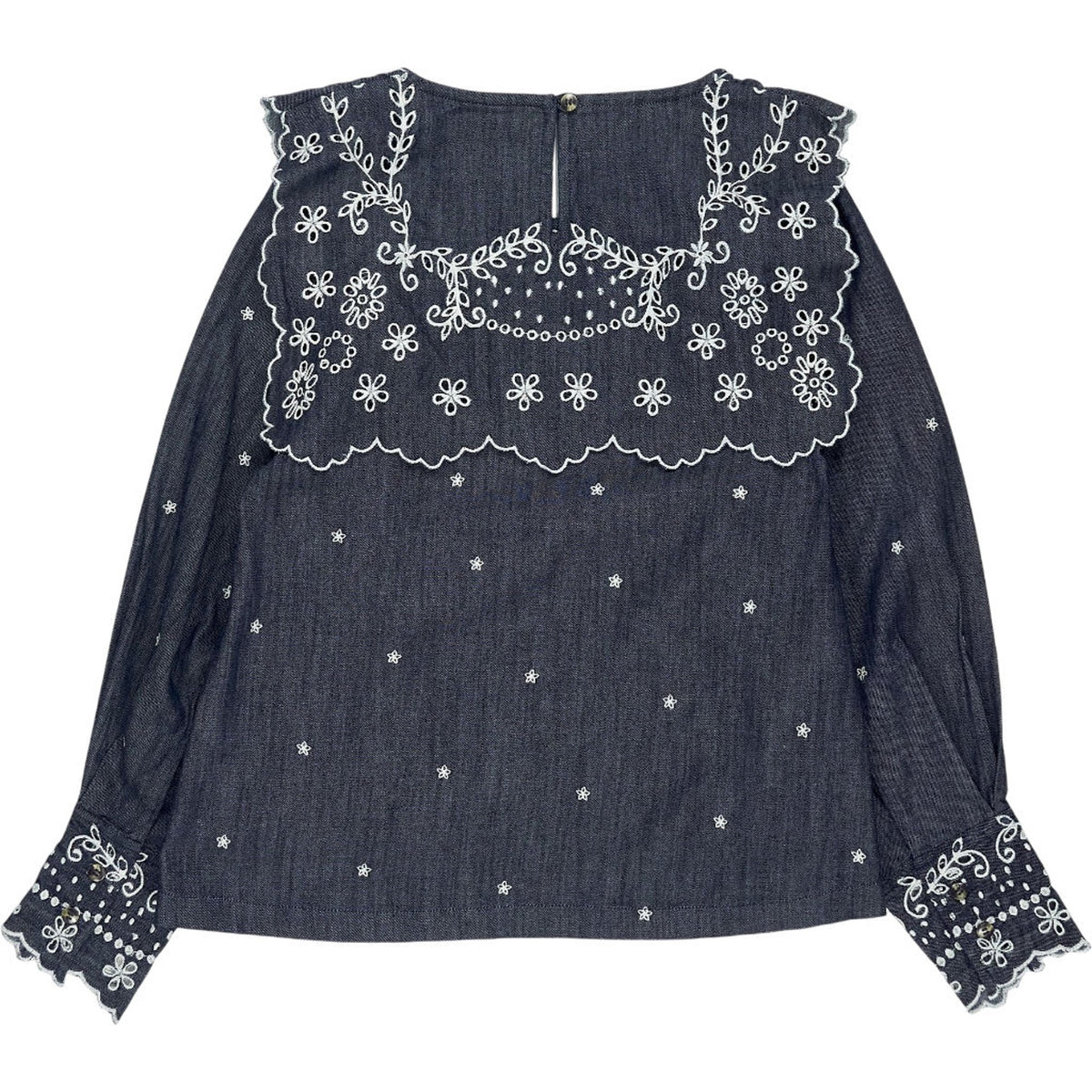 seventy + mochi Navy Embroidered Blouse