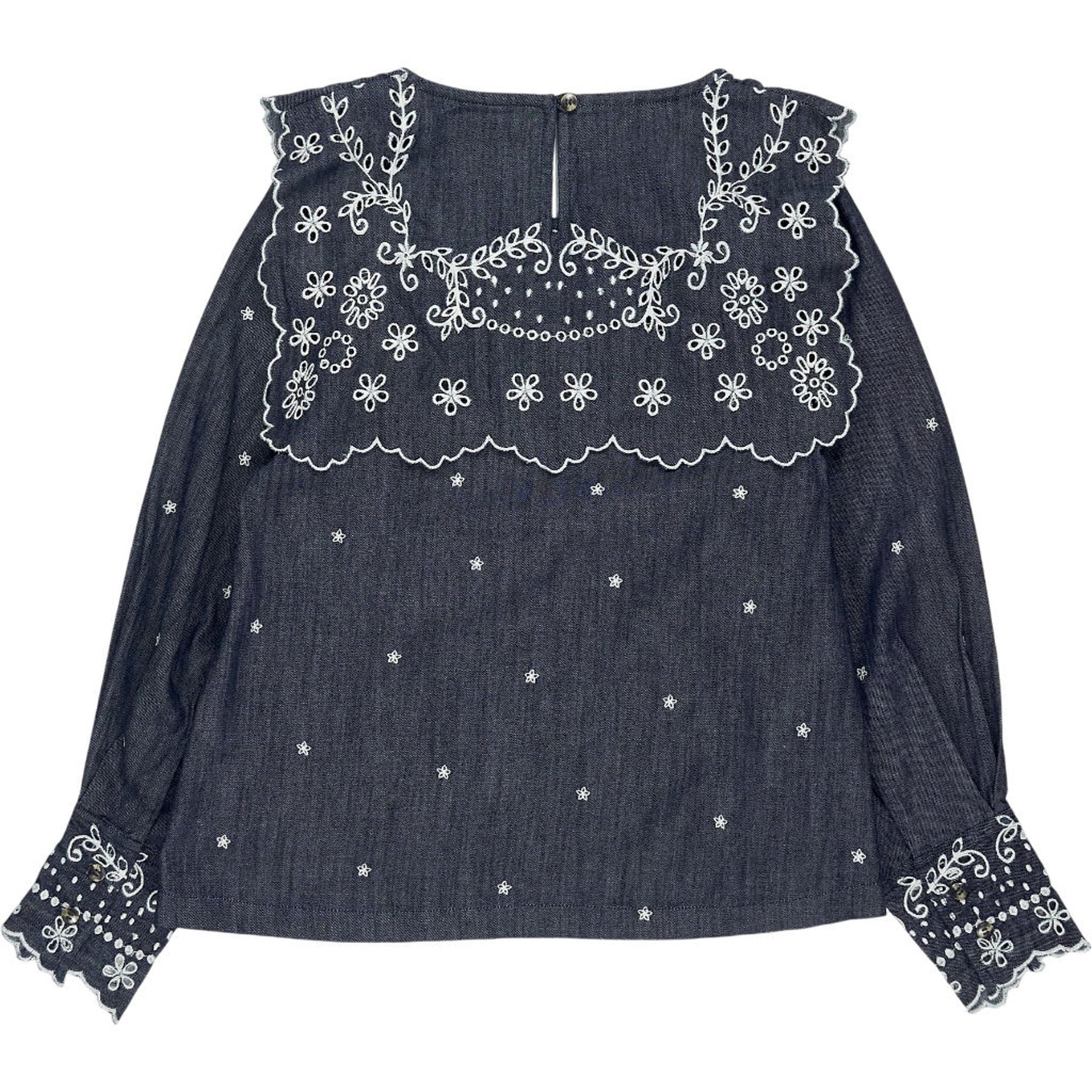 seventy + mochi Navy Embroidered Blouse