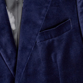 Moss Blue Velvet Regular Fit Jacket