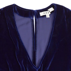 NRBY Blue Velvet V-Neck Dress