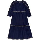 WYSE Navy Embroidered Midi Dress