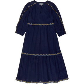 WYSE Navy Embroidered Midi Dress