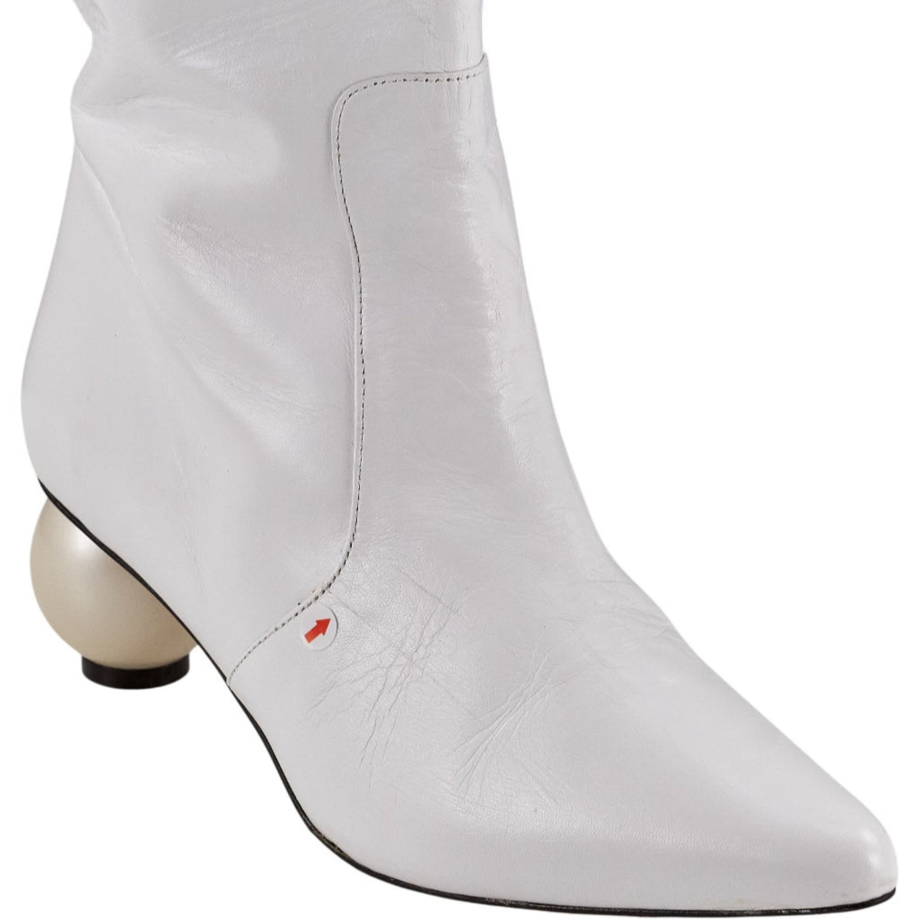 White Knee-high Boots with Pearl Heel