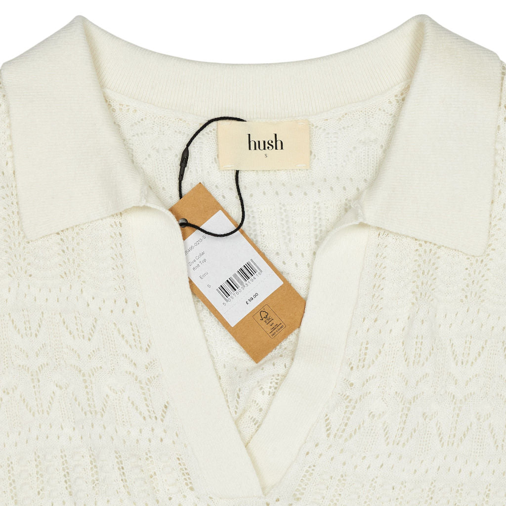 Hush Ecru Ziva Collar Knit Top