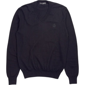 Dolce & Gabbana Black V-Neck Jumper