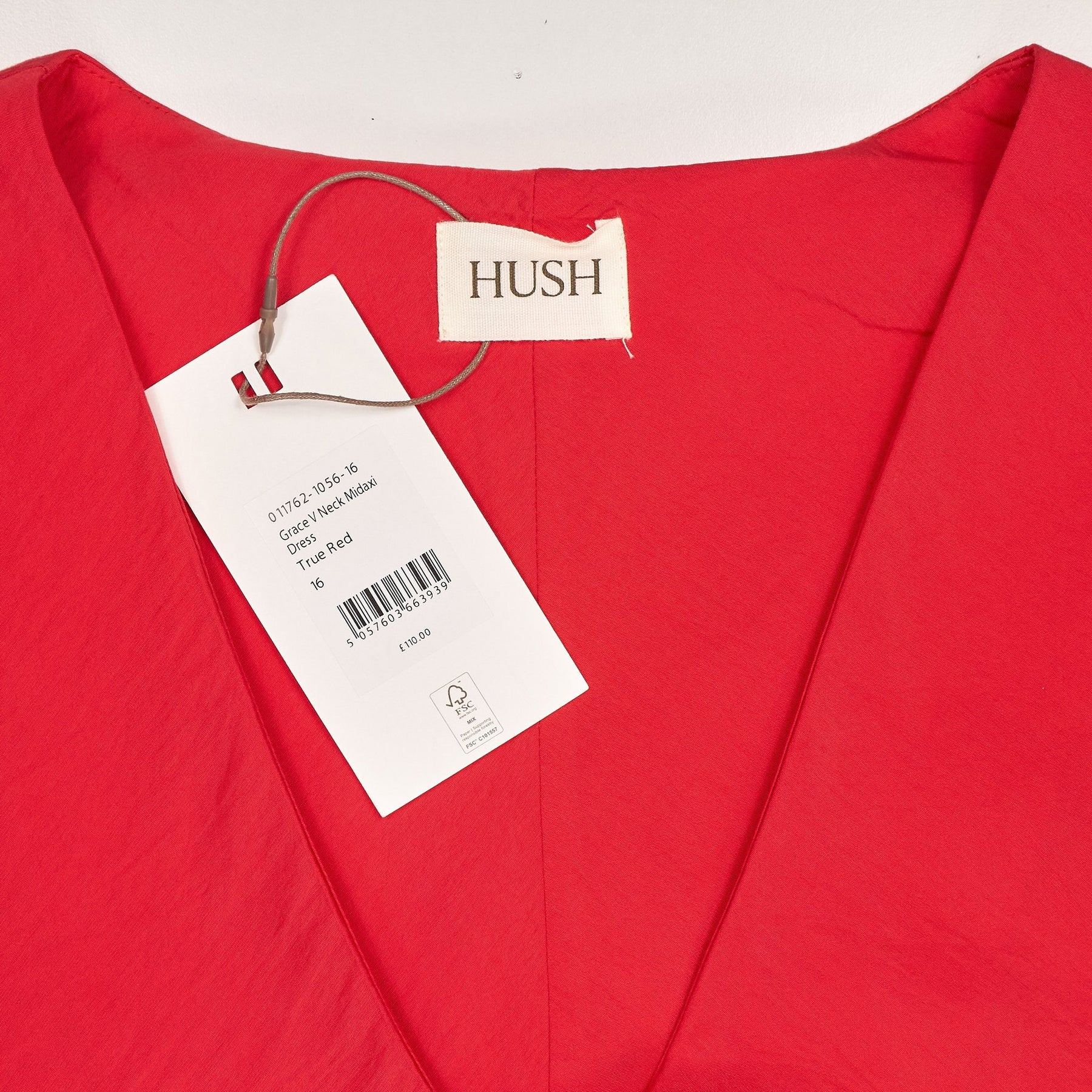 Hush True Red Grace V Neck Midi Dress