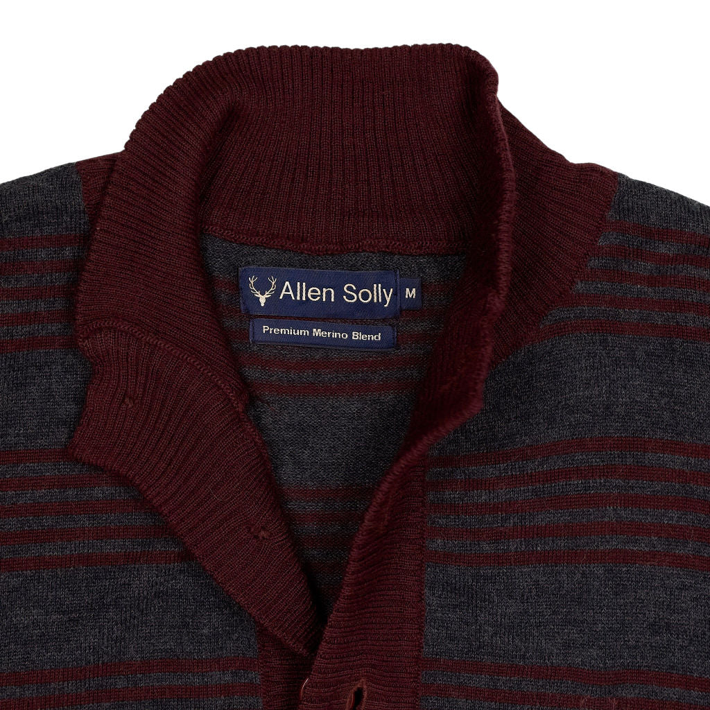 Vintage Allen Solly Burgundy Striped Merino Blend Sweater