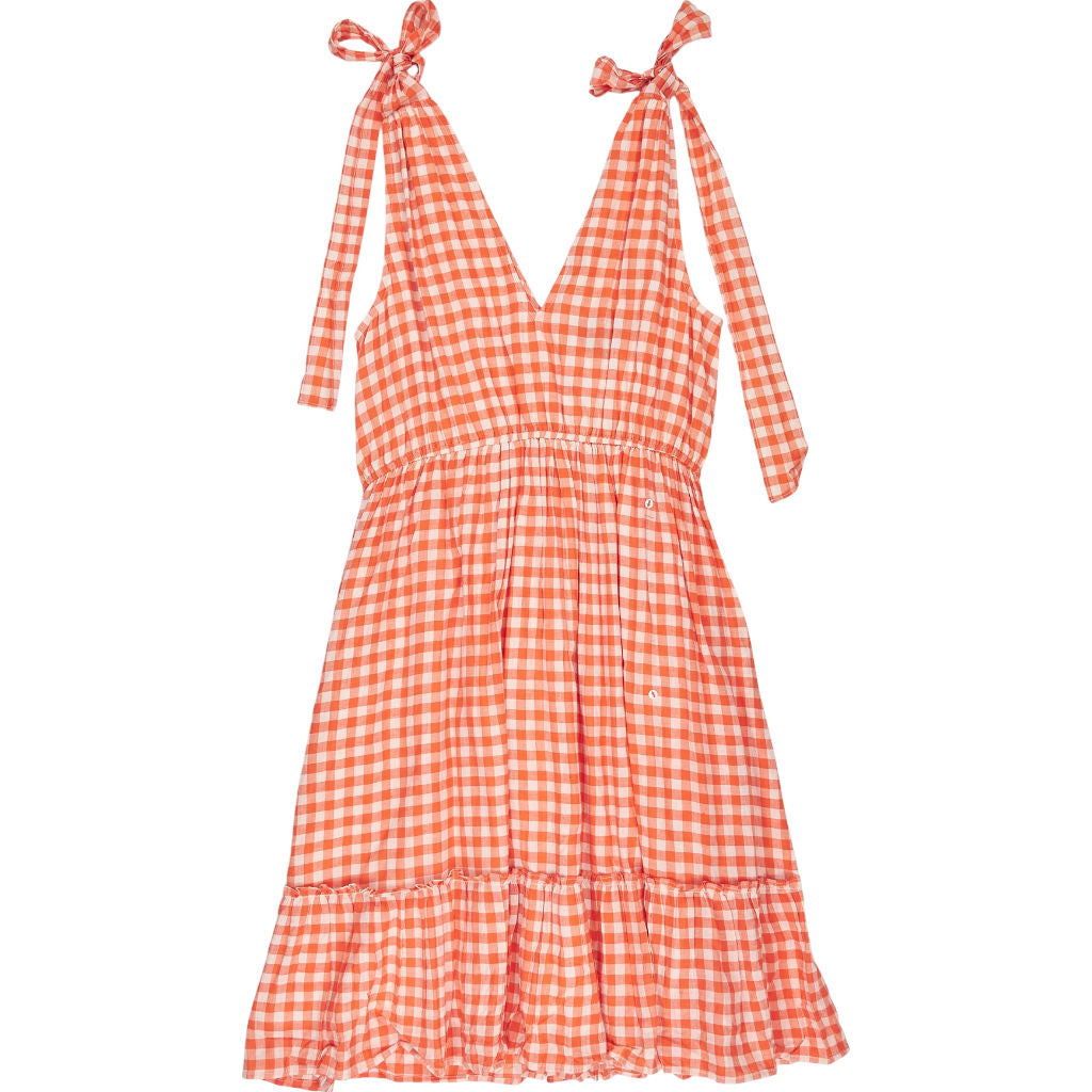 Pink City Prints Orange Gingham Dress L