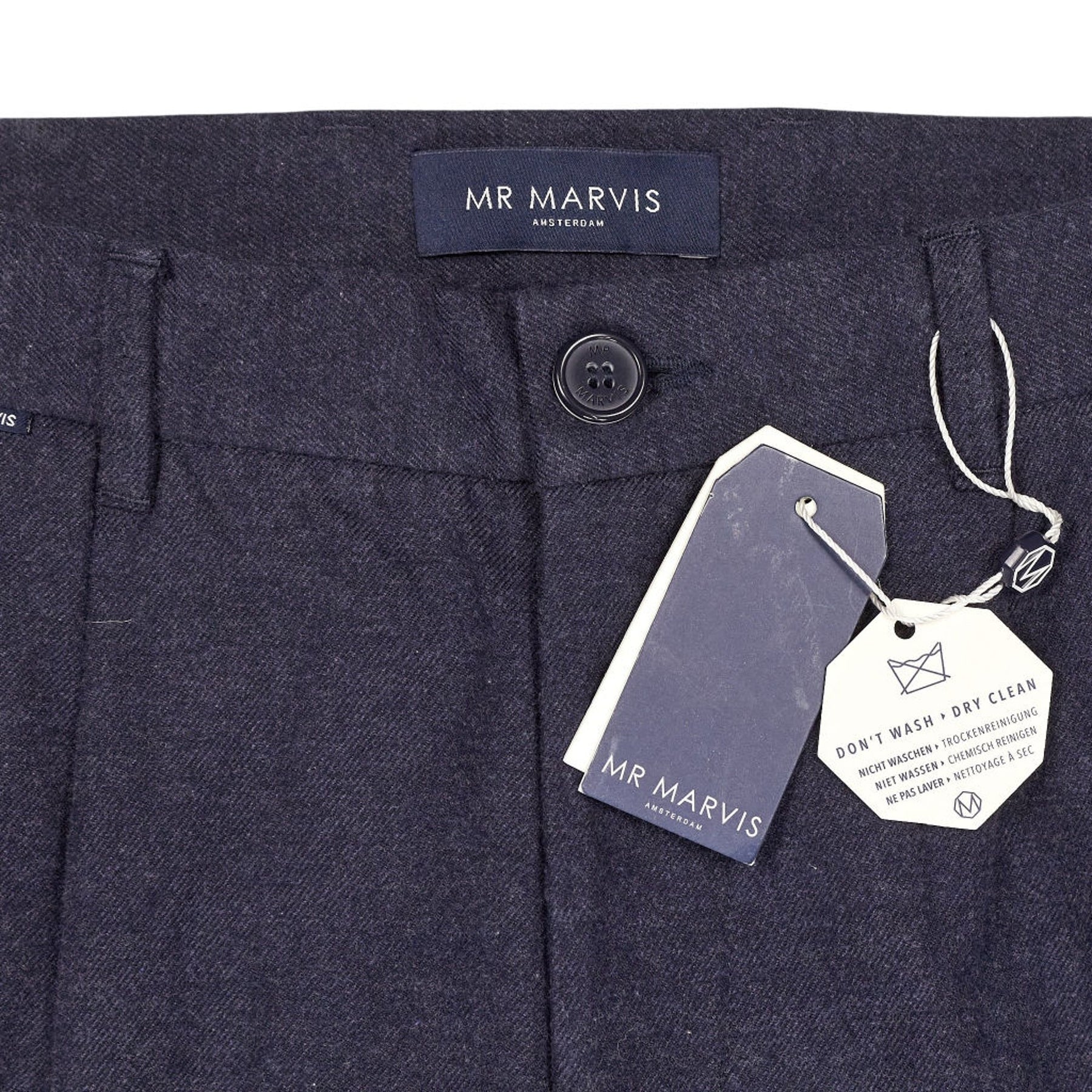 MR MARVIS Blue/Grey Cosmis Flannel Trousers