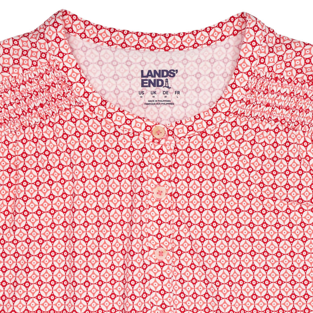Lands' End Red Print Blouse