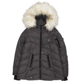Steve Madden Grey Faux Fur Trim Puffer Jacket