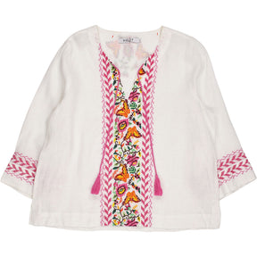 NRBY White Pink Embroidered Top