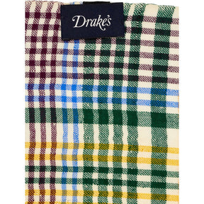 Drake's Multicoloured Check Cashmere Scarf