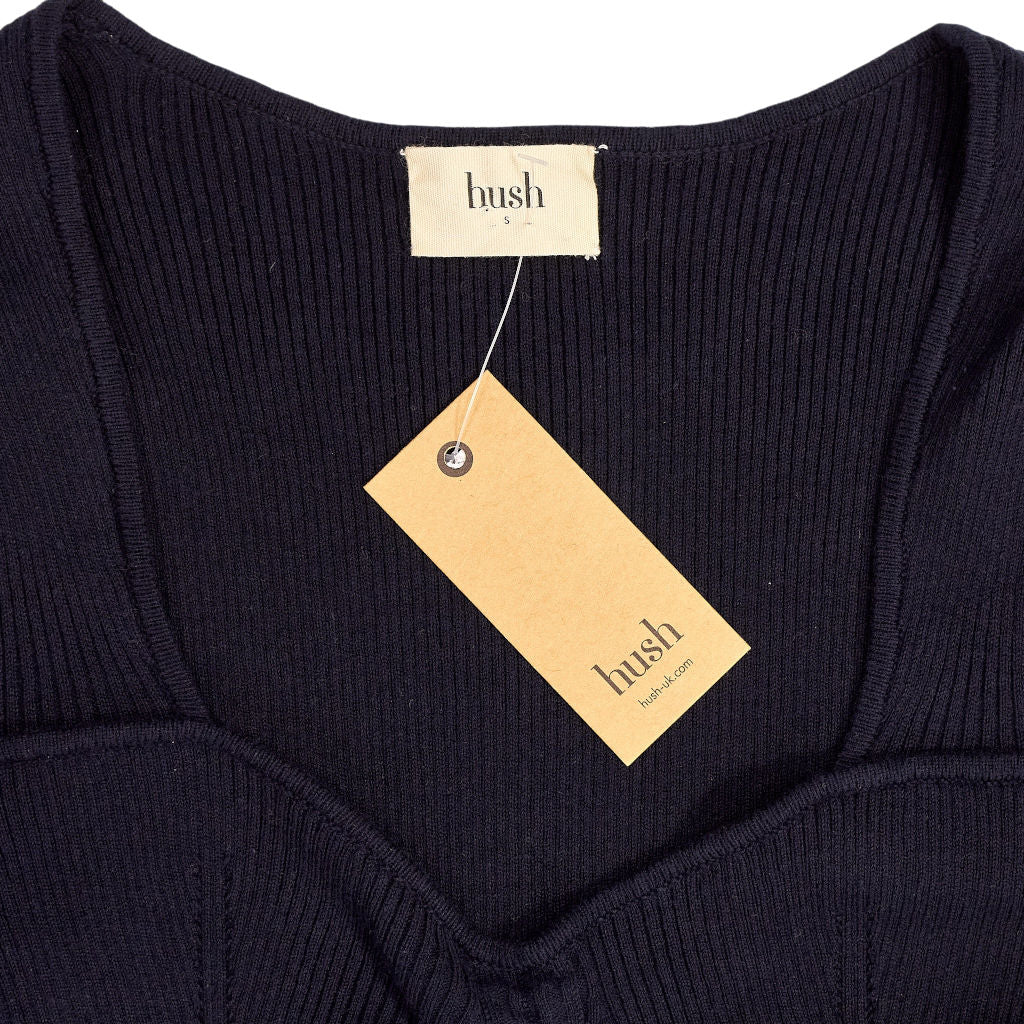 Hush Navy Ellen Ruched Halter Neck Knitted Top