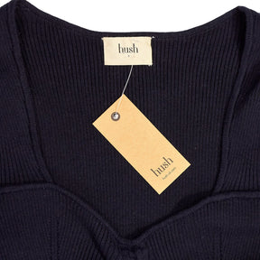 Hush Navy Ellen Ruched Halter Neck Knitted Top