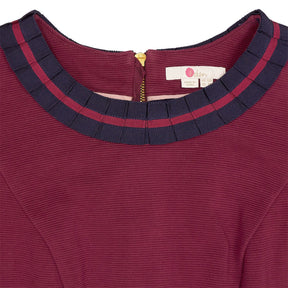 Boden Burgundy Pleated Collar Dress