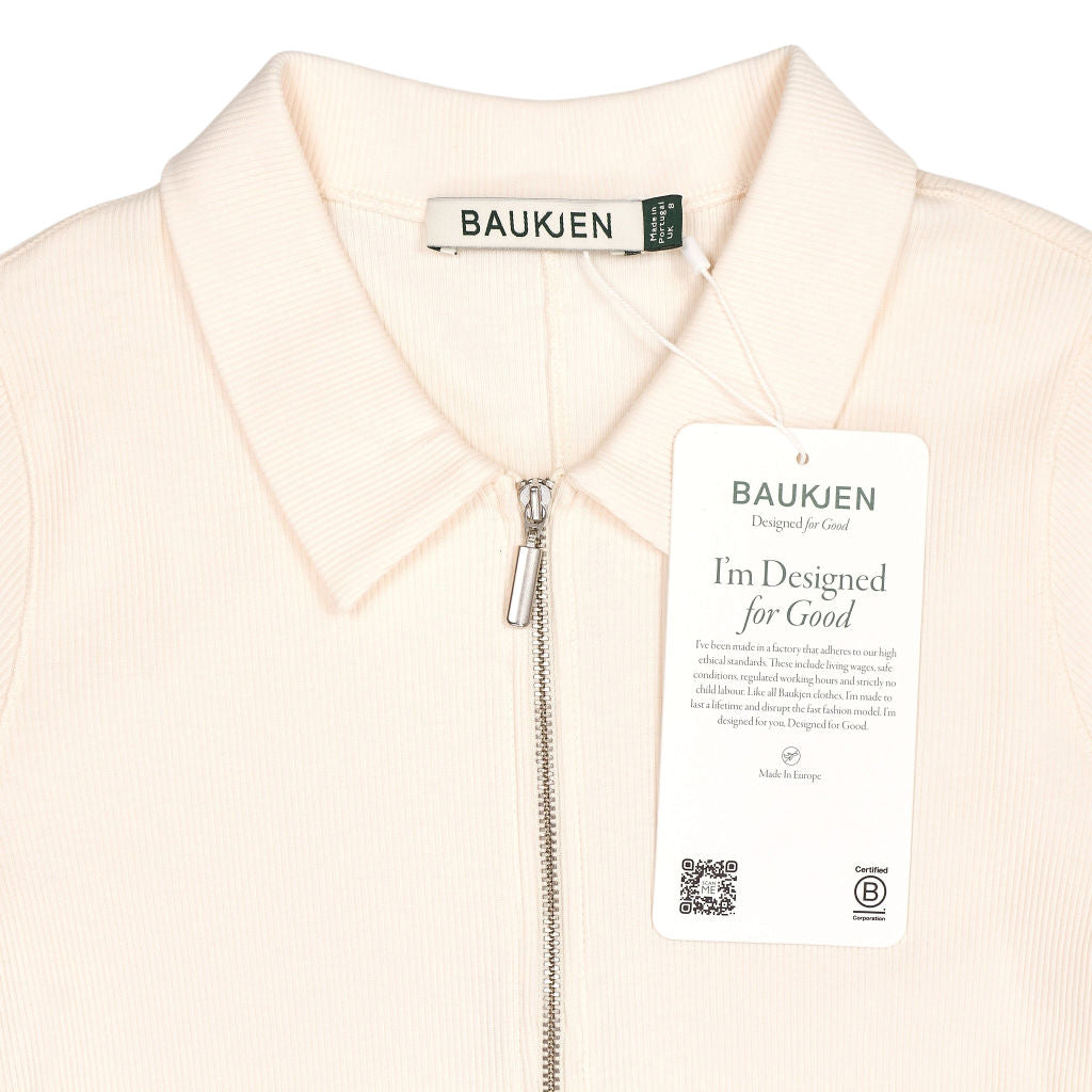 Baukjen Cream Zip Collar Organic Cotton Top