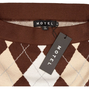 Motel Tan Argyle Knit Skirt