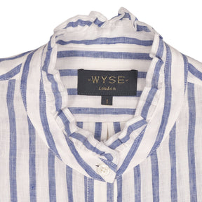 Wyse Blue White Striped Linen Shirt