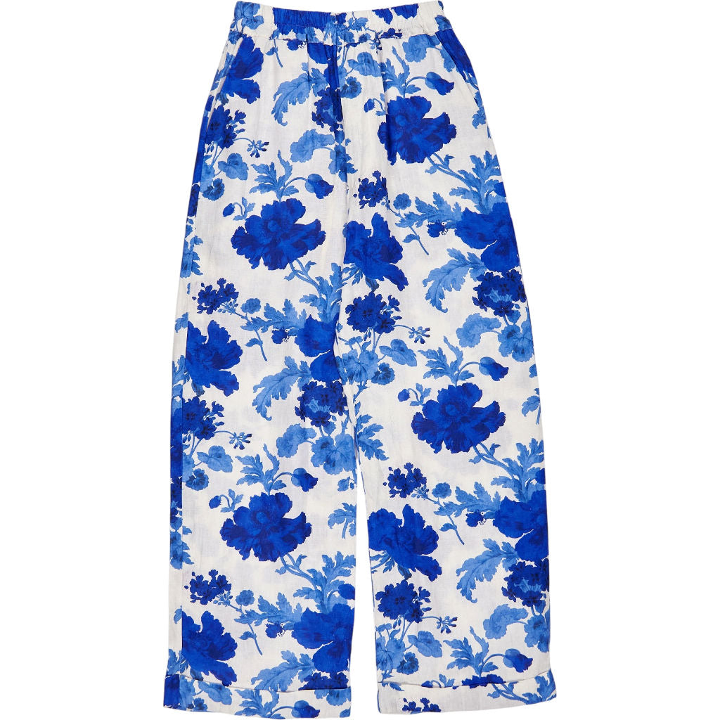 By Wald Blue Floral Linen Trousers