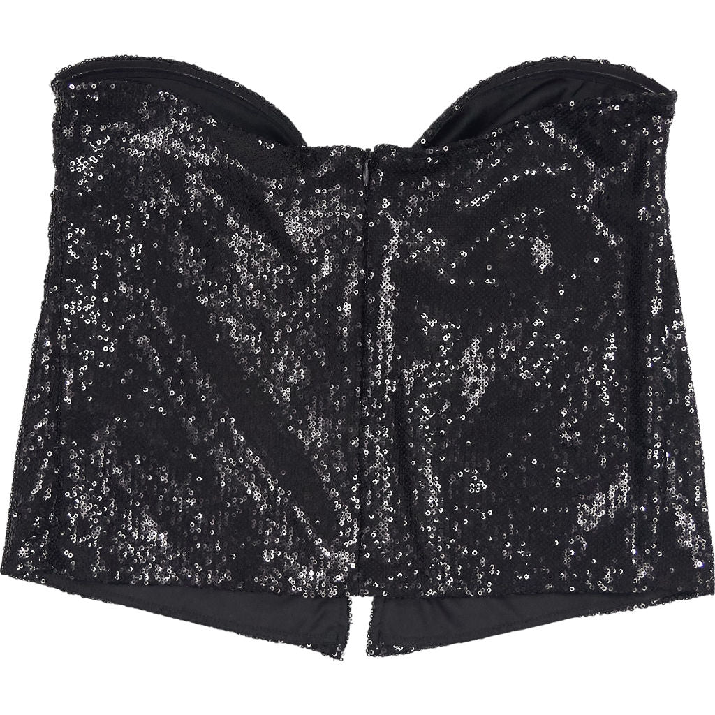 Motel Black Healy Top Statement Sequin Bow