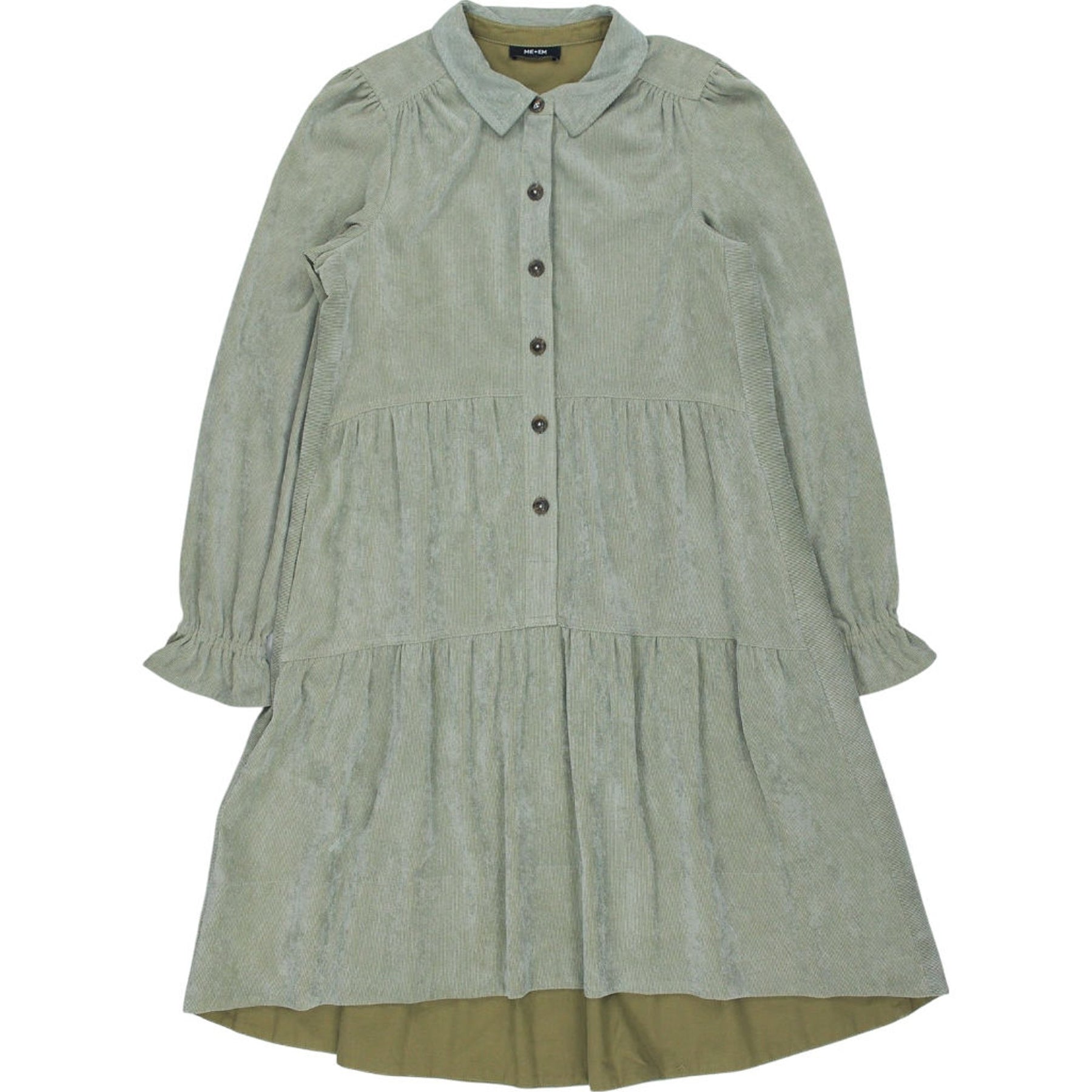 ME+EM Green Corduroy Tiered Dress UK 8