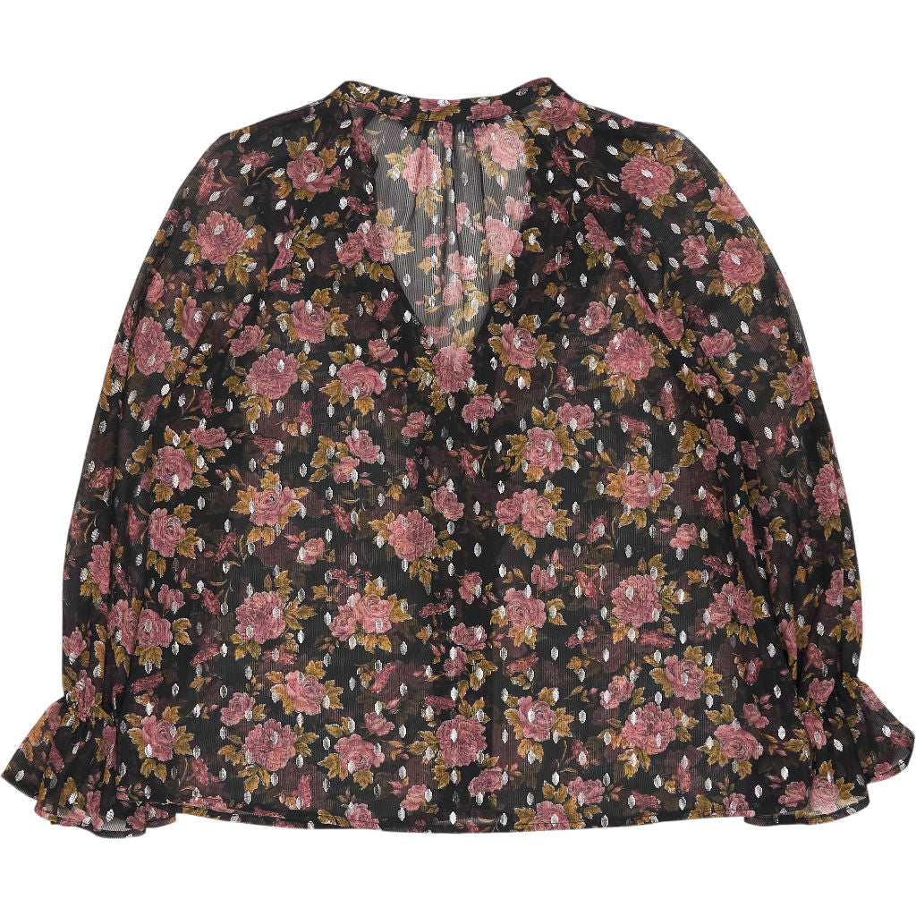 Zara Black Floral Sheer Blouse