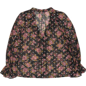 Zara Black Floral Sheer Blouse